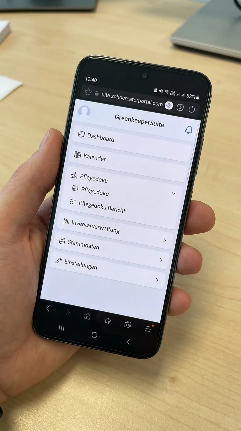 Greenkeepersuite App auf dem Smartphone